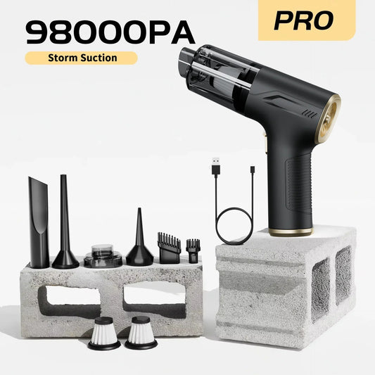 CENRR 98000PA Powerful Mini Car Vacuum Cleaner – Cordless Wireless Handheld Portable Air Gun